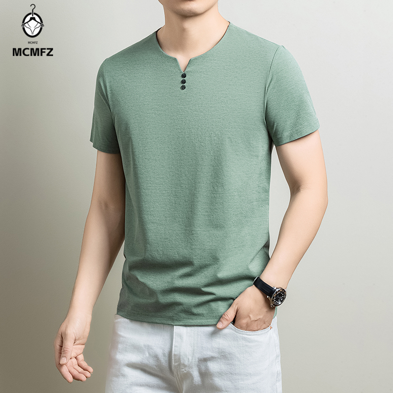 Men'S Fashion 2025 - Мужская базовая футболка-хенли из комфортной хлопковой